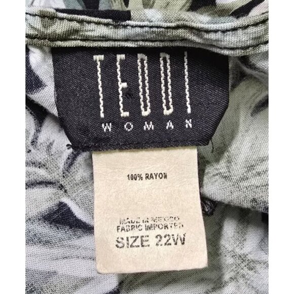 Vtg TEDDI Woman Maxi Dress Sz 22W Floral Boho Beach Tropical Pintucked Tie Waist - Picture 3 of 12